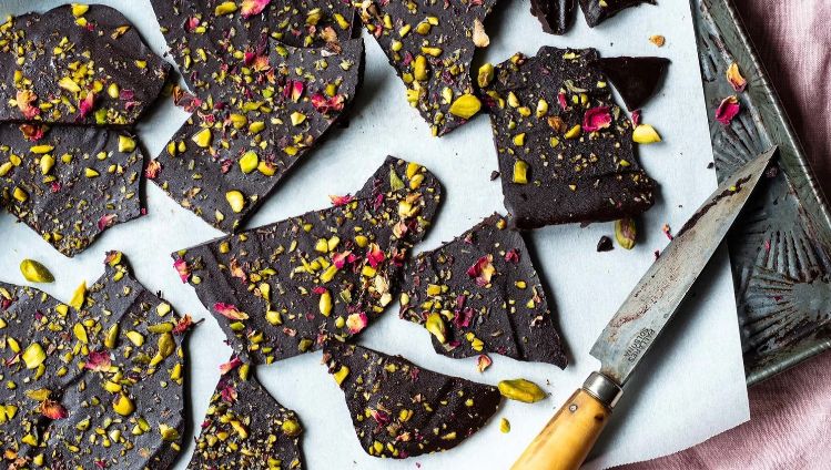 Rose & Pistachio Chocolate Bark with Goat Milk Butter