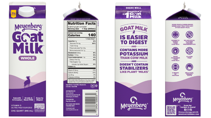Meyenberg Whole Goat Milk Packaging