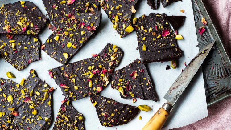 Rose &amp; Pistachio Chocolate Bark with Goat Milk Butter
